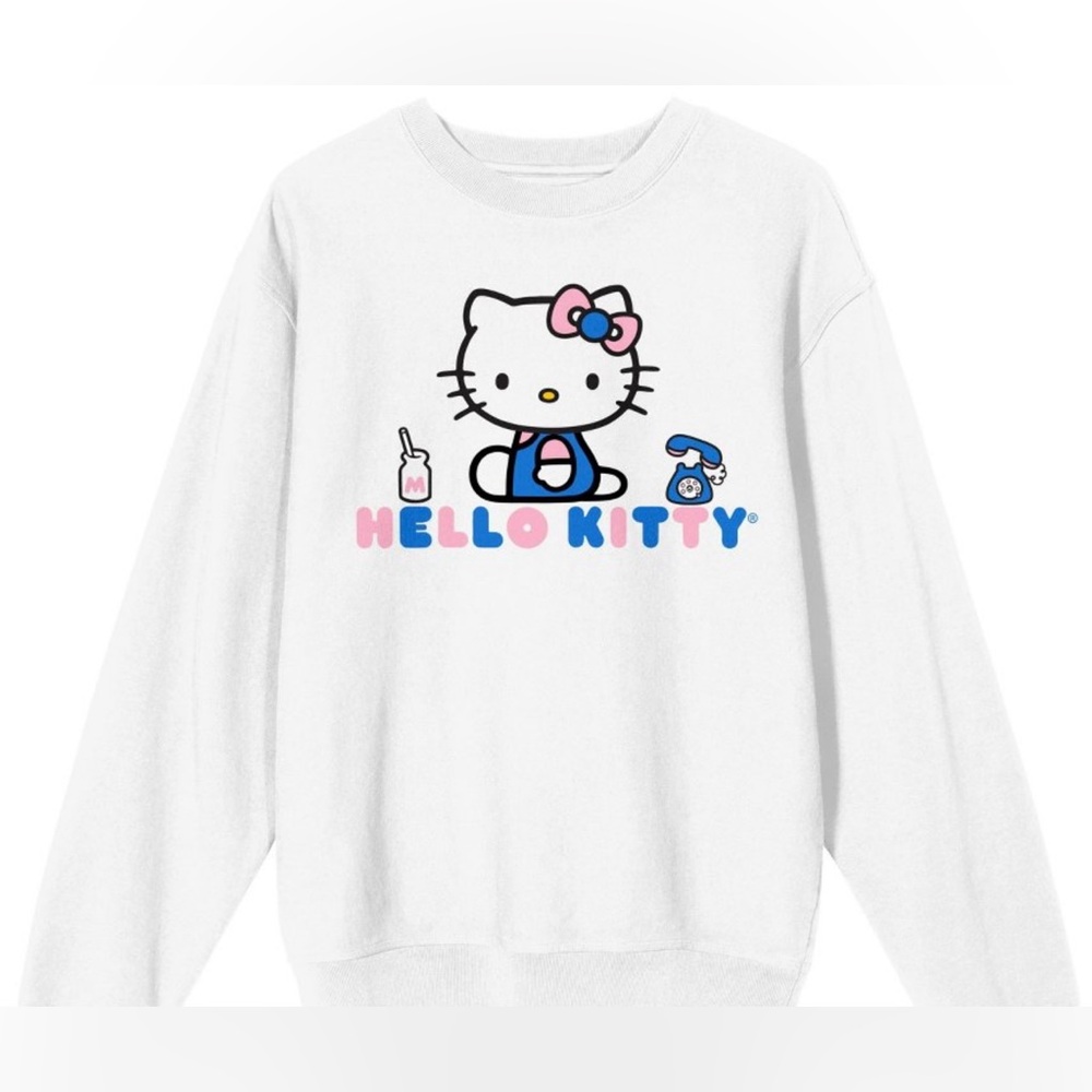 🌸 Hello Kitty Phone Graphic Crew Neck Long Sleeve Sweatshirt 🌸